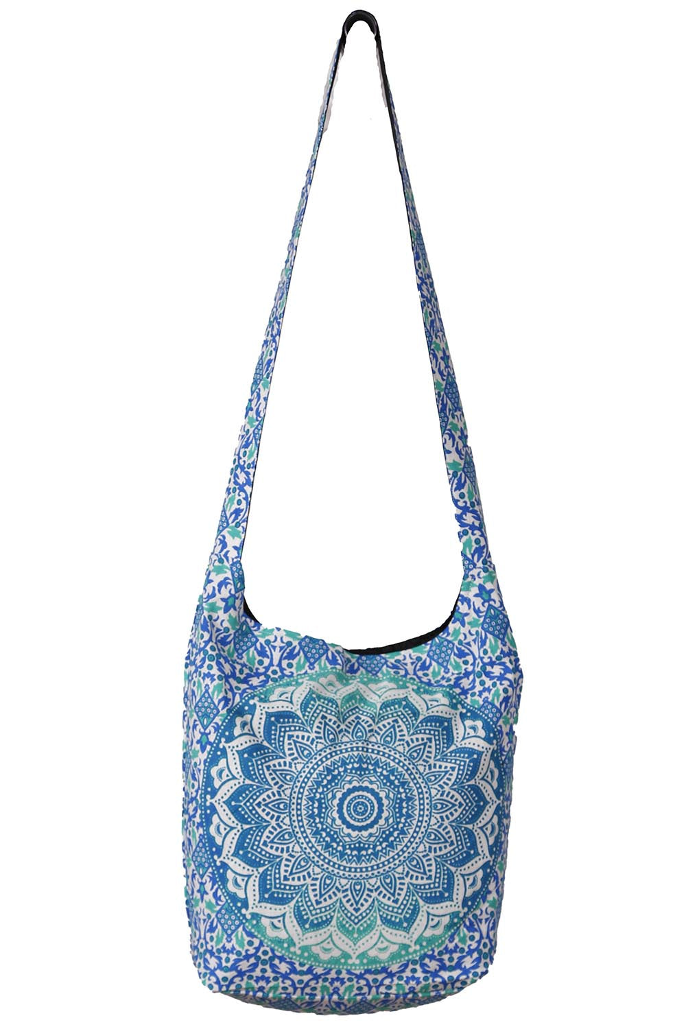 Mandala Zip Top Hobo Bag Blue/Teal