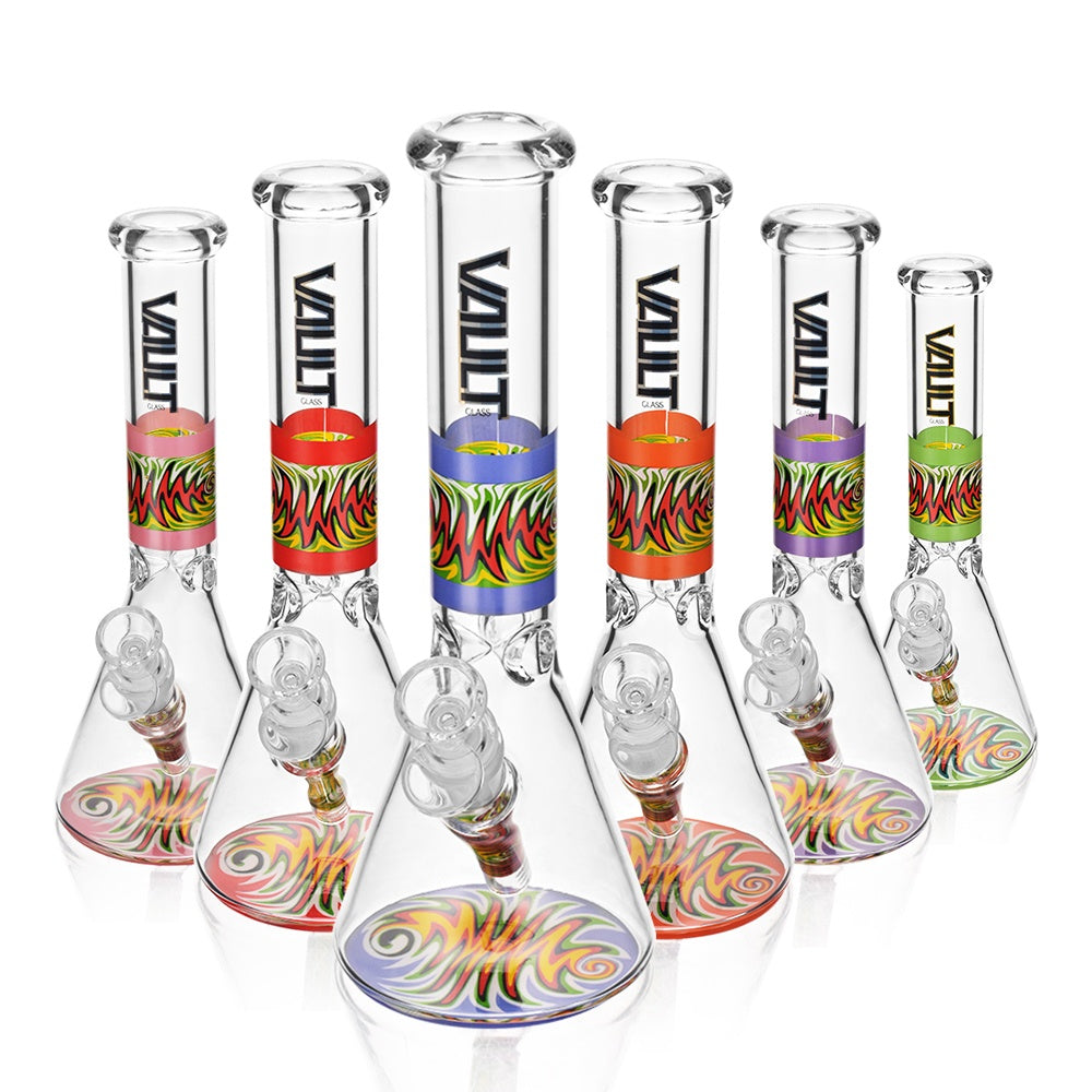 Vault Glass Beaker Water Pipe w Wig Wag Decals