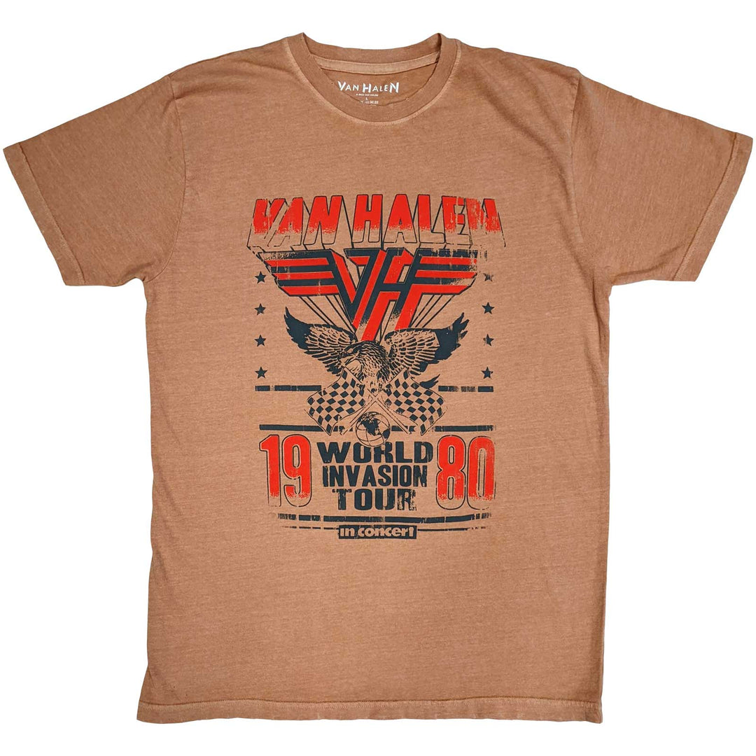 VAN HALEN UNISEX T-SHIRT: WORLD INVASION (DISTRESSED)