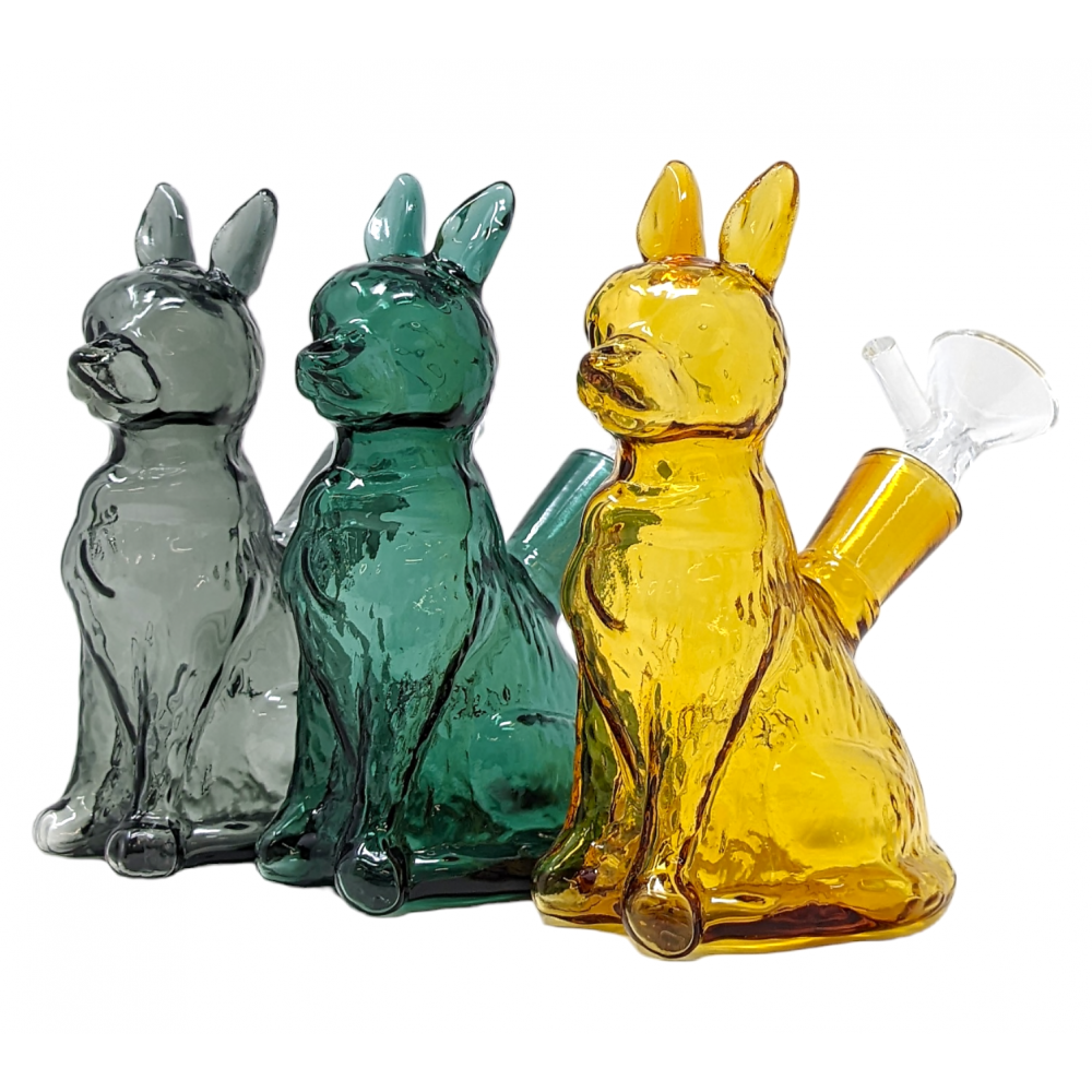 5" Mini Seated Dog Glass Water Pipe