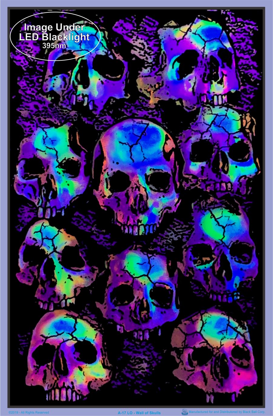 Wall of Skulls Black Light Poster