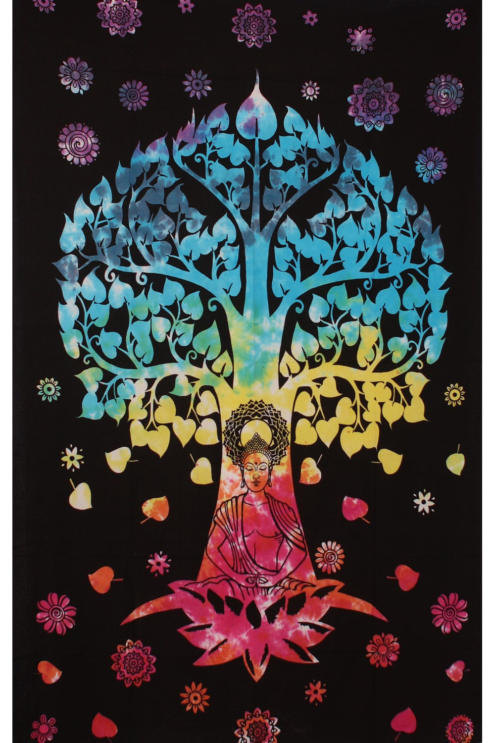 Sunshine Joy - Zest For Life Tie Dye Buddha Tree Tapestry 52x80