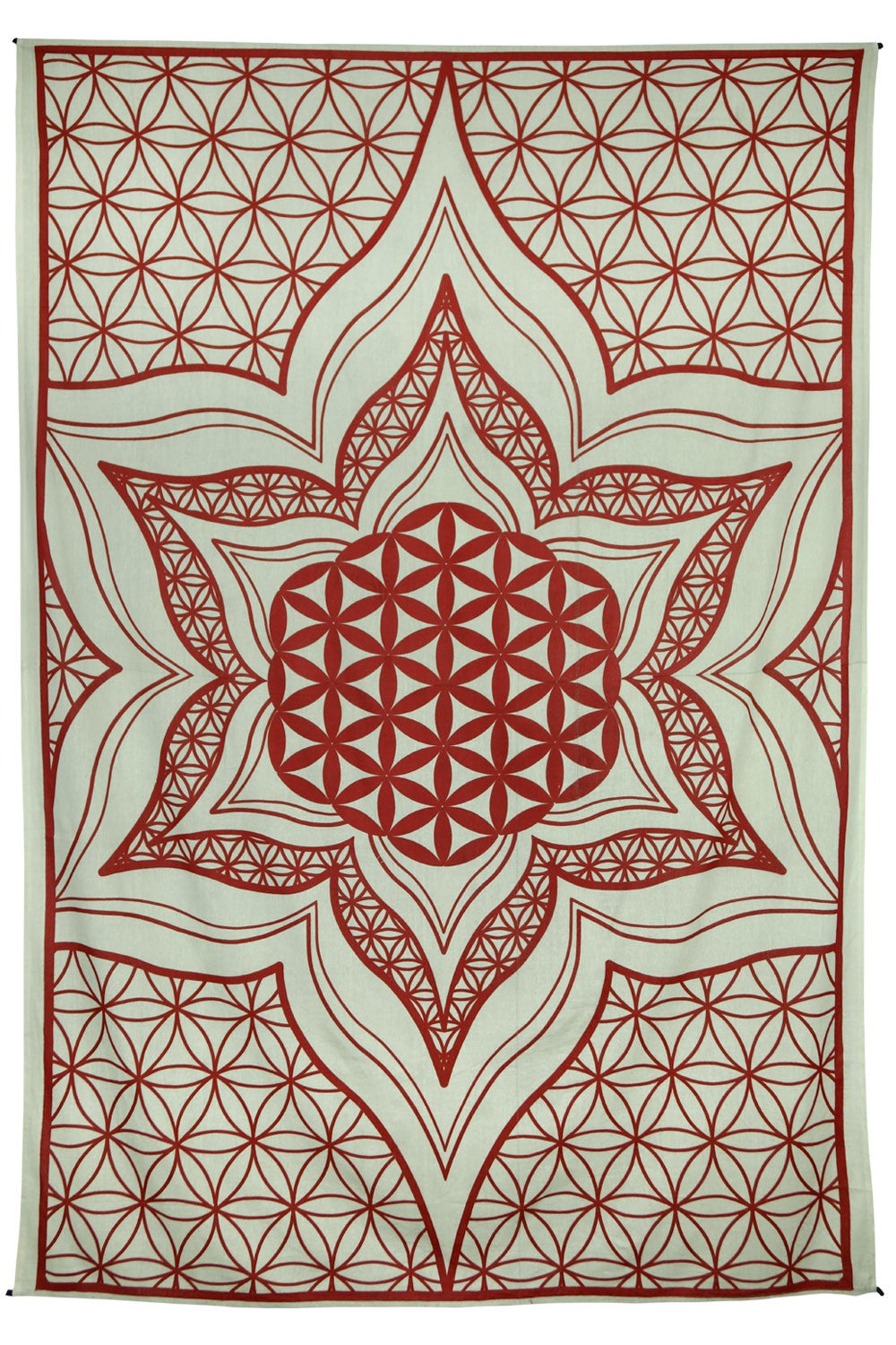 ZFL Flower Of Life Tapestry Red