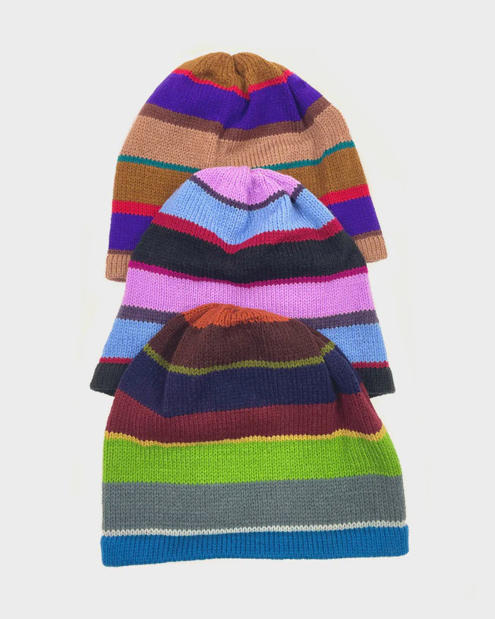 Zig Zag - Striped Fleece-lined Beanie