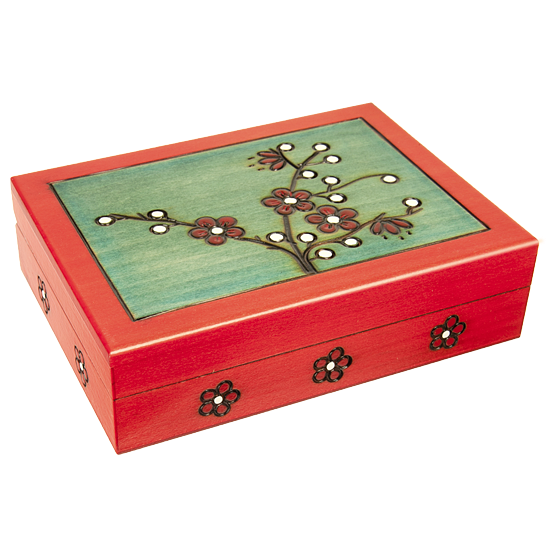 Blooming Plum Wood Box