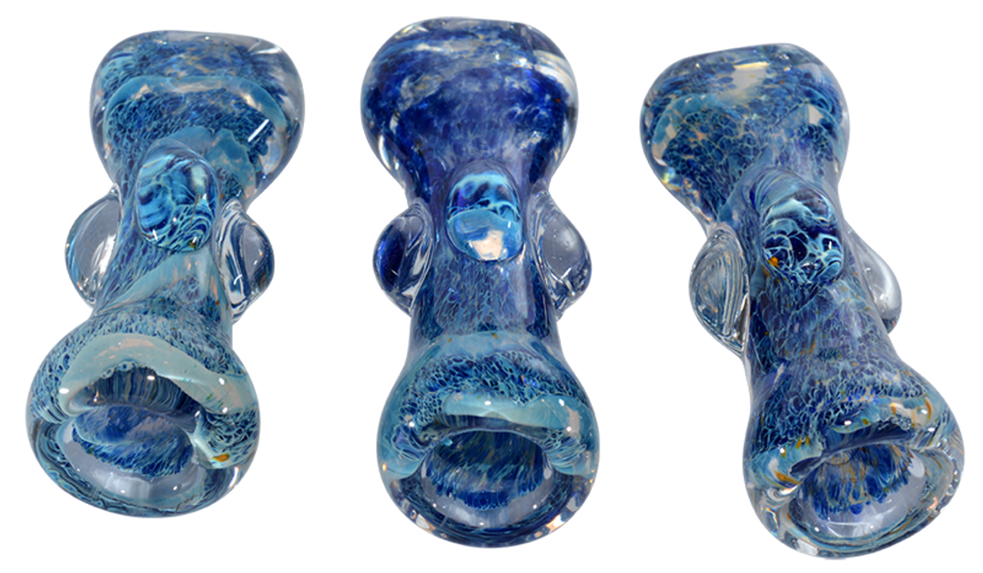 2.5" Flat Mouth Nubby Cobalt Swirl Glass Chillum