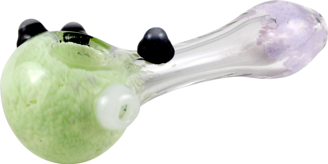 5" Clear w/Light Green & Purple Frit Glass Pipe