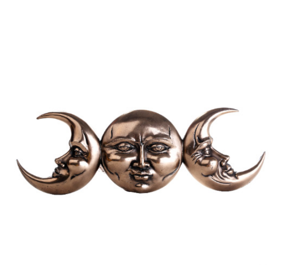 Pacific - Triple Moon Faces Bronze Wall Hanging 11870