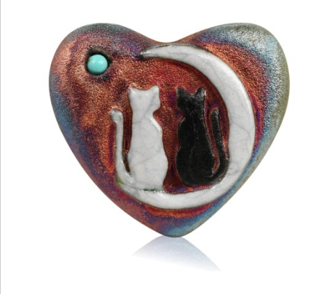 Raku Potteryworks - Handmade Multicolor Mini Hearts 2"