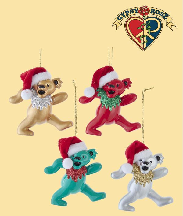 Grateful Dead - Bear w/Santa Hats Ornament