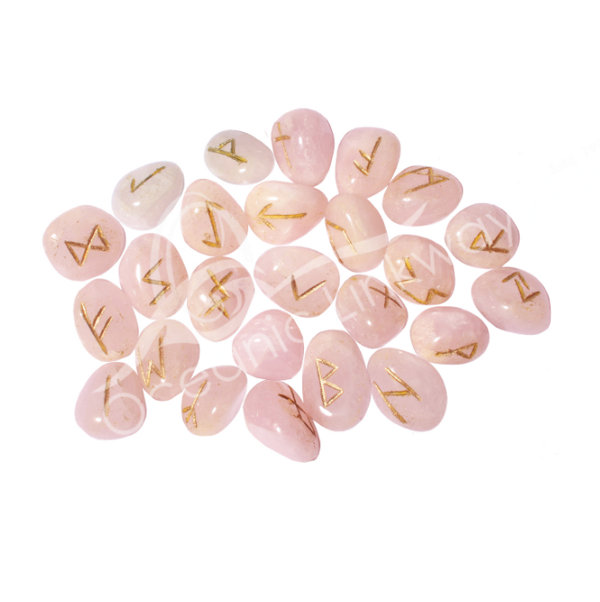 Oceanic - Rose Quartz Gemstone Rune Set