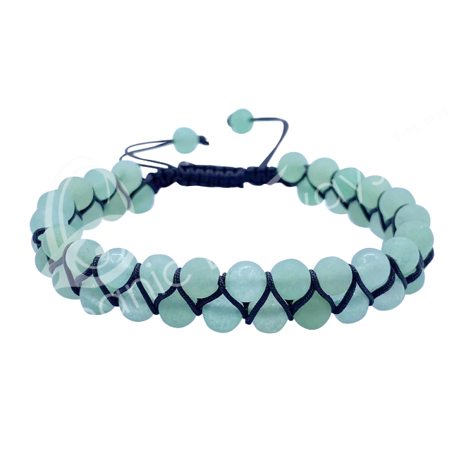 Oceanic - Green Aventurine Double Row Adjustable Beaded Bracelet