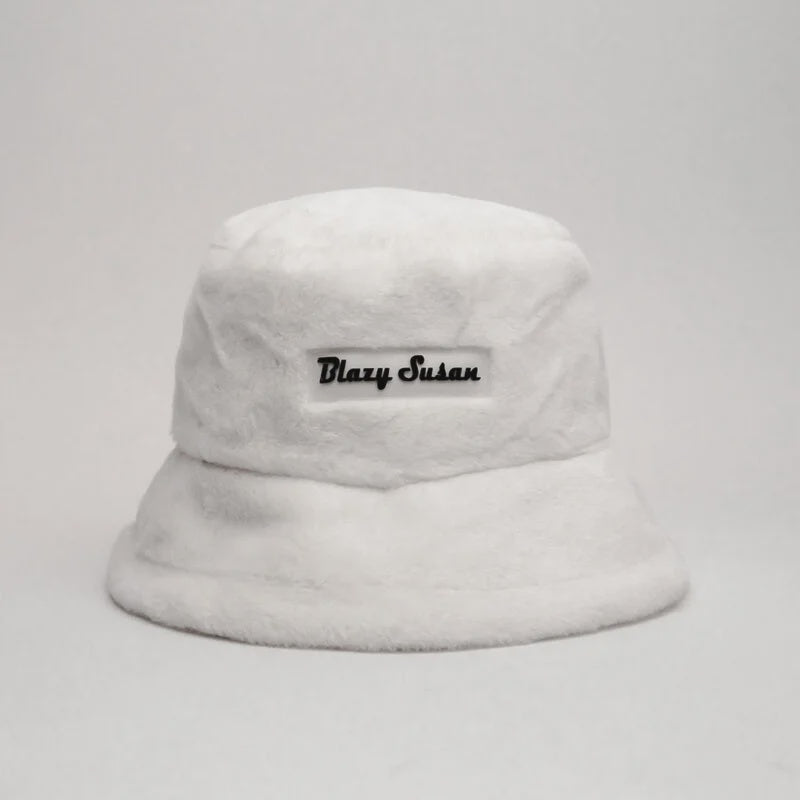 Blazy Susan Fuzzy Bucket Hat - White