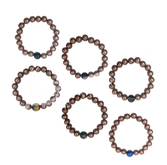 Oceanic - Copper Beaded Bracelet w/One Gemstone Bead
