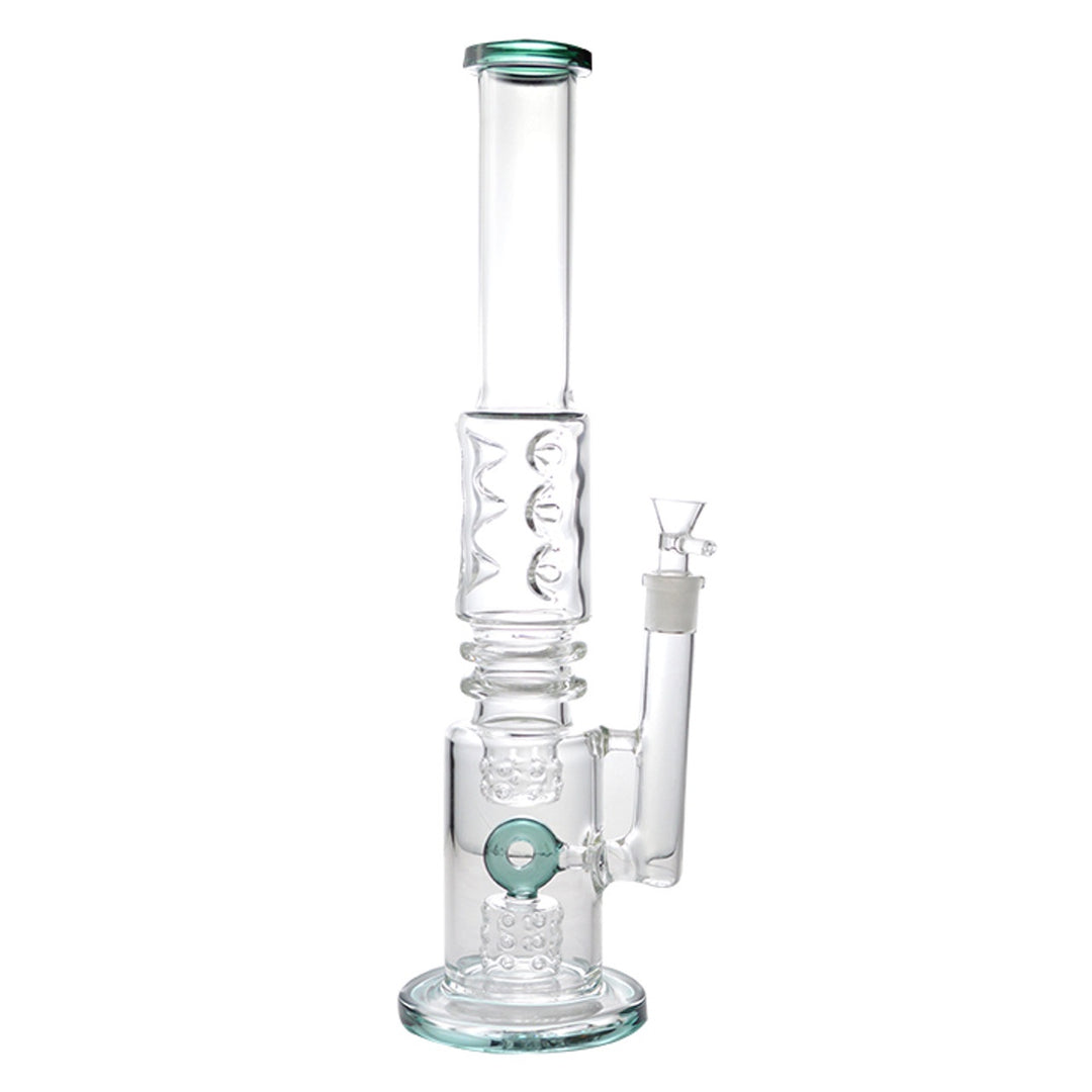 18" Tube Shift Triple Ice Pinch Glass Water Pipe