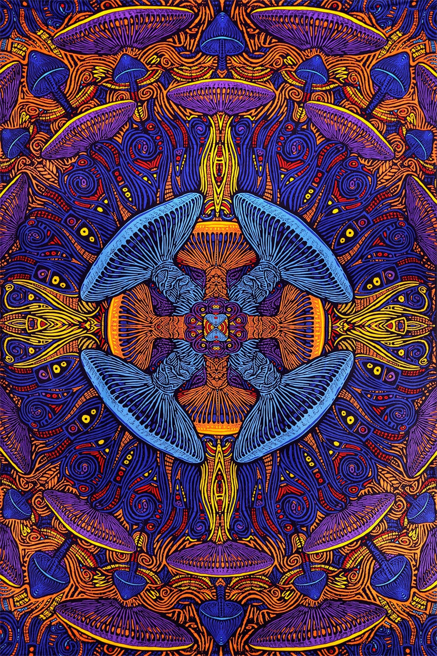 3D Magic Mushroom Tapestry 60x90