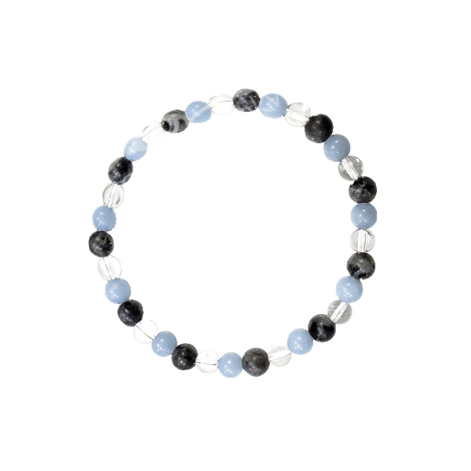 Oceanic - Larvikite Angelite & Quartz Crystal Beaded Bracelet