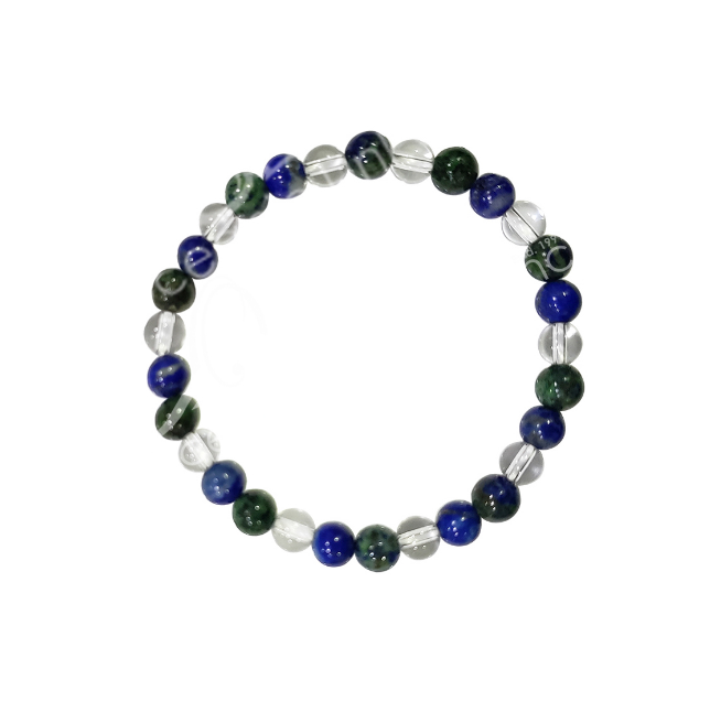 Oceanic - Chrysocolla Lapis Lazuli & Clear Quartz Beaded Bracelet