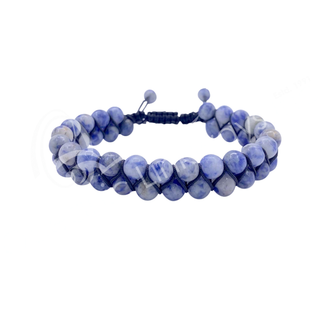 Oceanic - Blue Spot Jasper Double Row Adjustable Beaded Bracelet