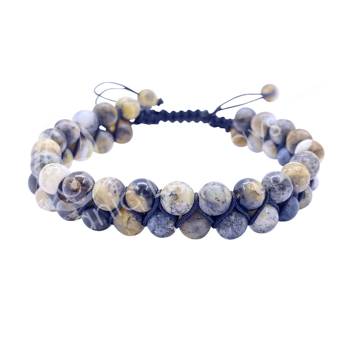 Oceanic - Dendritic Opal Double Row Adjustable Beaded Bracelet