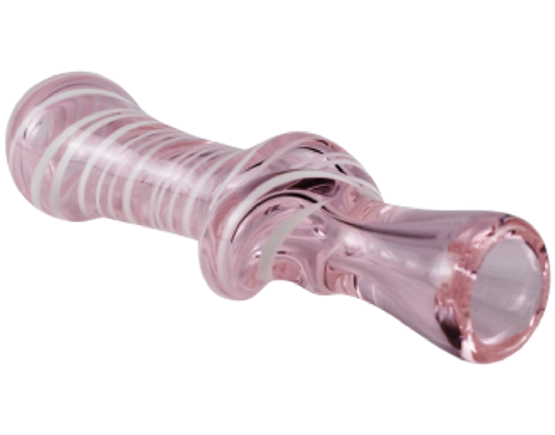 3" Twisted Pink Fine White Lines Glass Chillum