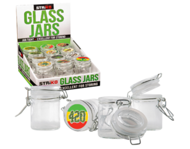 Glass Storage Jar Swing Top Lid w/Leaf Design