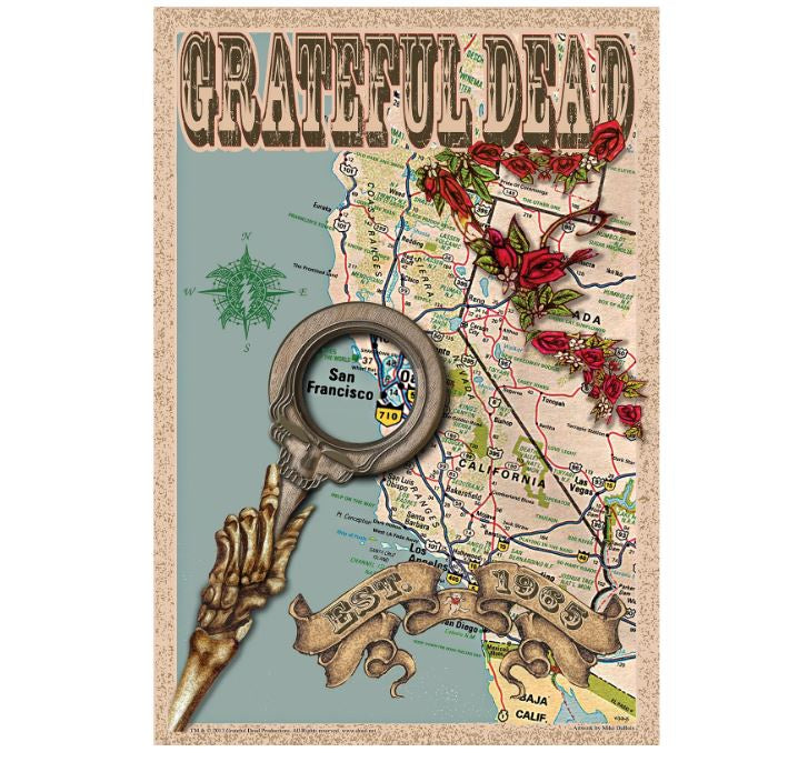 HappyLife - Grateful Dead West Coast Map Offset Print