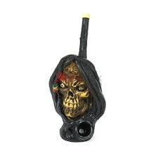 Hand Crafted Resin Pipe - Shrouded Skull