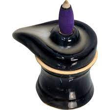 Ceramic Backflow Incense Holder - Lingga Yoni - Black