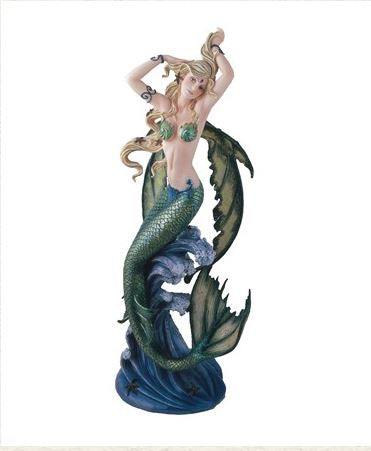 GSC - Green Mermaid Fairy on/Wave Statue