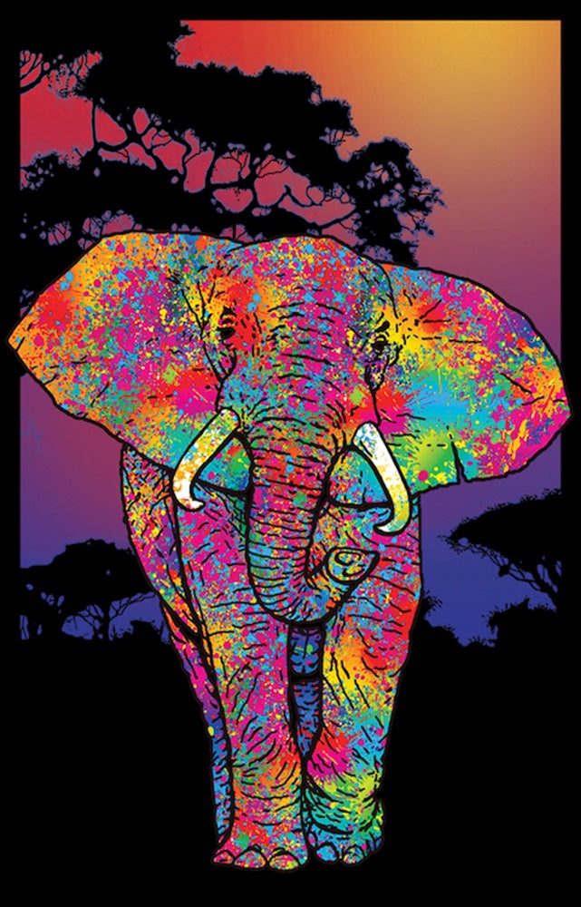 Painted Elephant Black Light Poster- BL2-A14