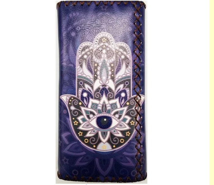 Crystal Peddler - Hand-Stitched Vegan Leather Hamsa Eye Wallet