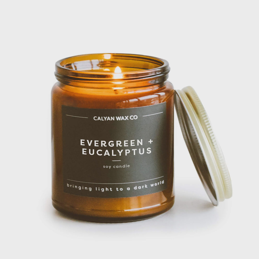 Evergreen + Eucalyptus Amber Jar Soy Candle 7.2oz