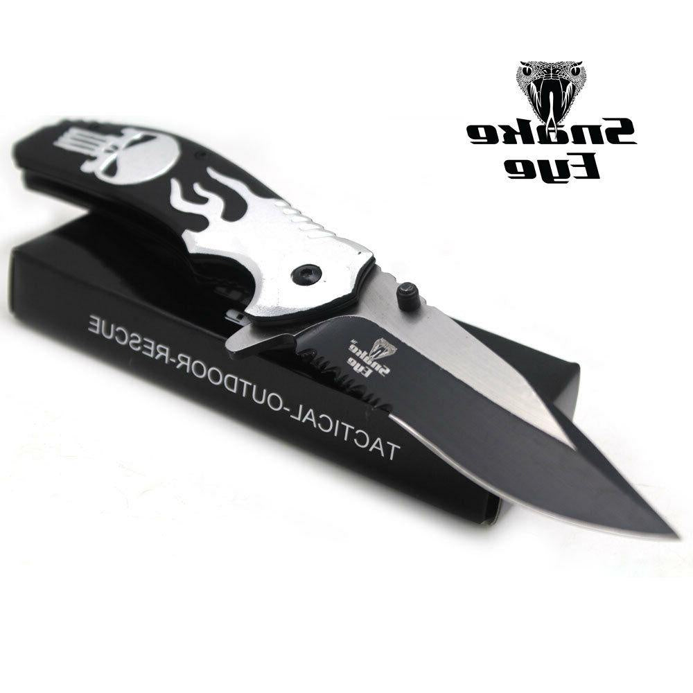 Snake Eye Tactical Spring Assist Knife - Punisher Skull