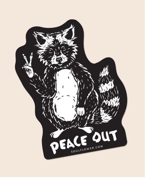 Soul Flower - Peace Out Raccoon Sticker