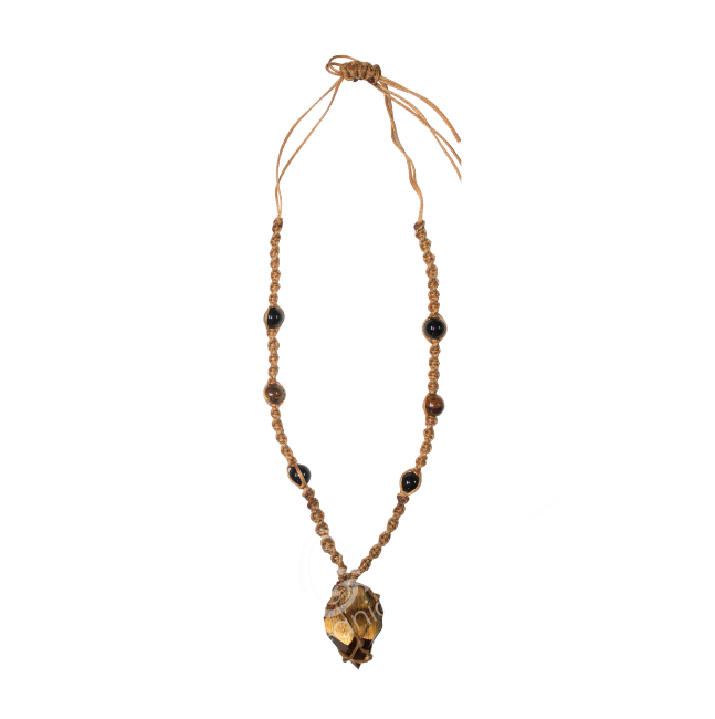 Oceanic - Tigers Eye Point w/Beaded Cord Necklace