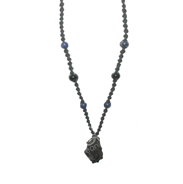 Oceanic - Black Tourmaline Point w/Beaded Cord Necklace