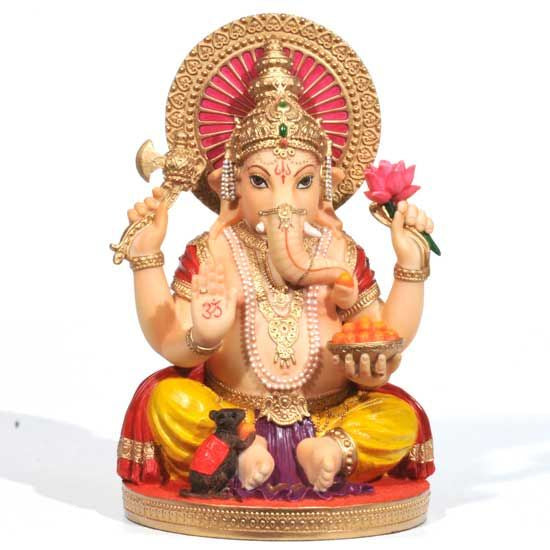 6" Painted Resin Ganesha Statue