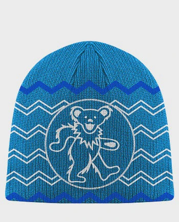 Grateful Dead Dancing Bear Blue Knit Beanie Hat