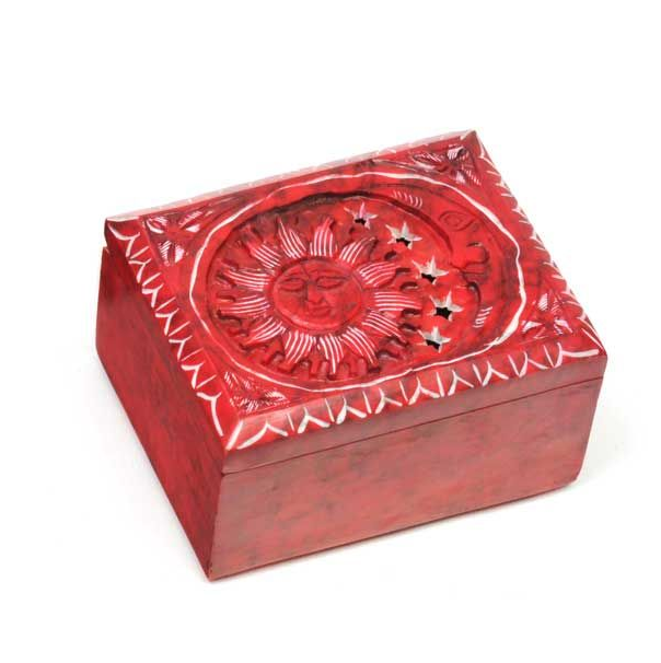 RExpo - Red Carved Stone Sun & Moon Box