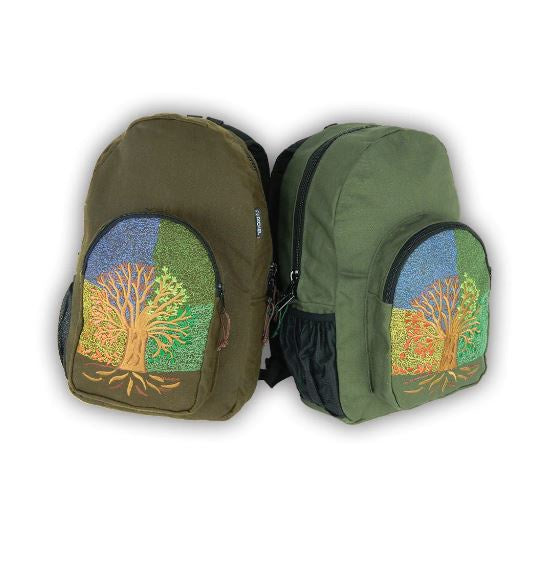 Ixchel - Denim Backpack w/4 Seasons Embroidery
