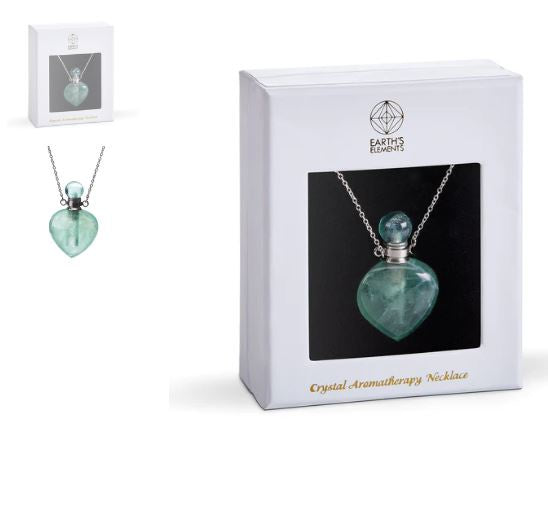 Earths Elements - Crystal Aromatherapy Necklace Fluorite Heart
