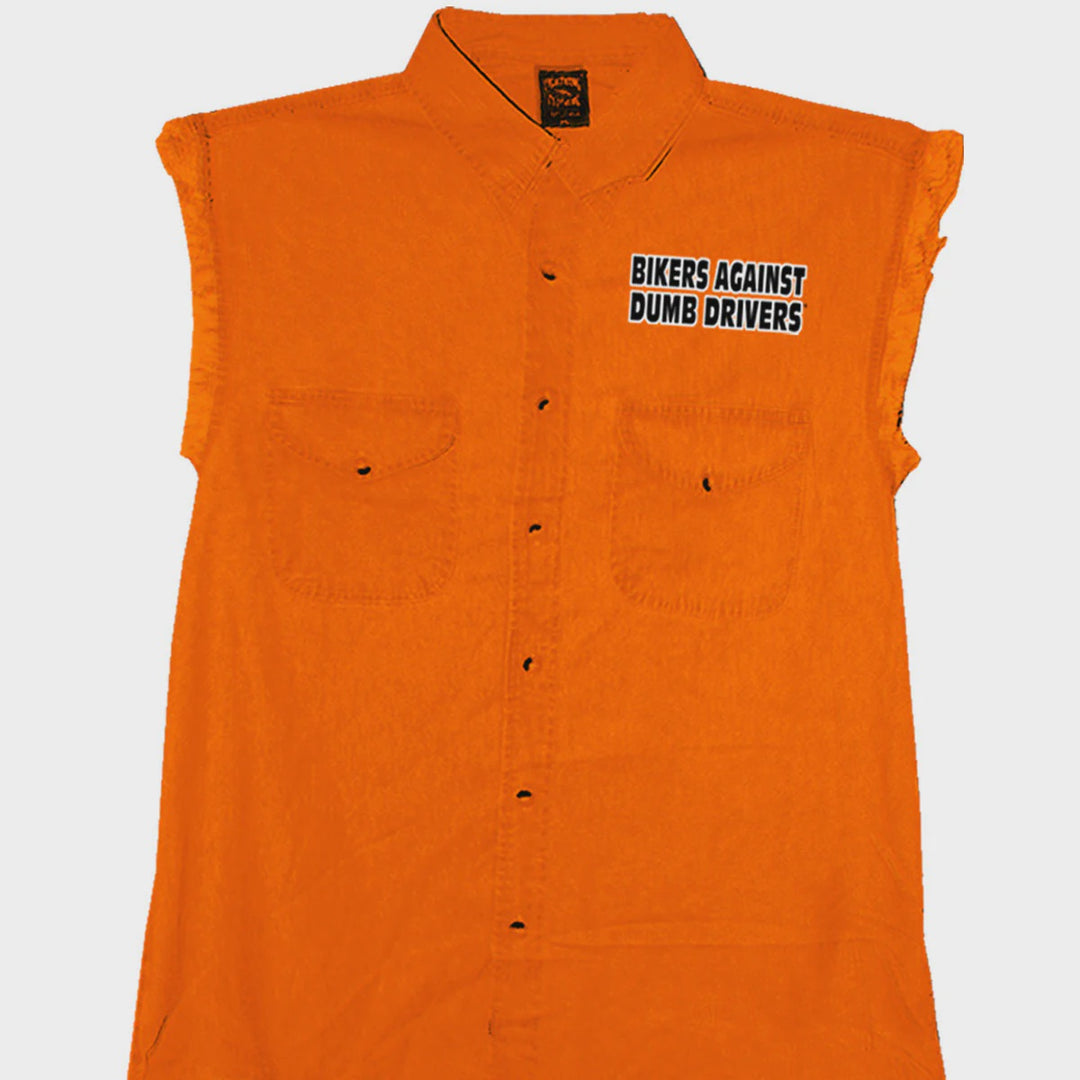 Hot Leathers - "Bikers Against Dumb Drivers" Orange Sleeveless Shirt