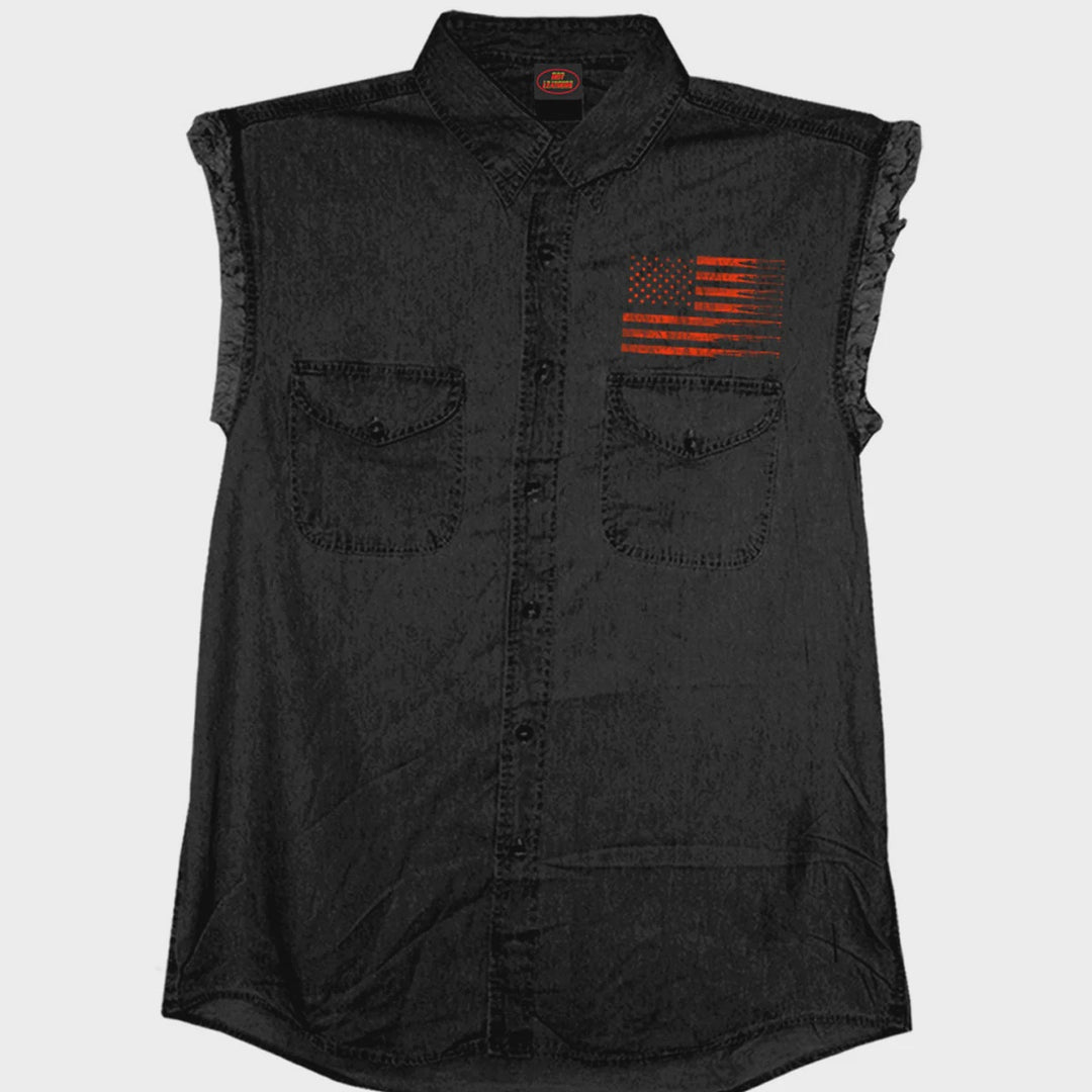 Hot Leathers - DN DS Flag Bullets Black Sleeveless Shirt