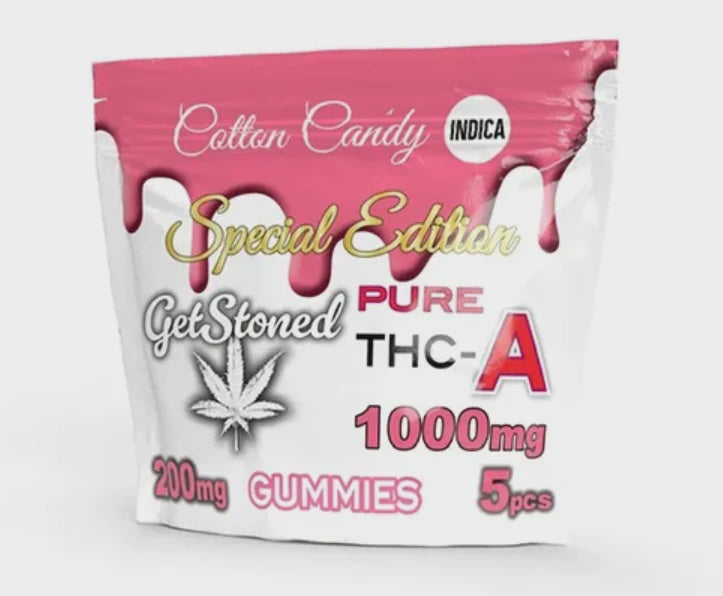 GET STONED PURE THC-A COTTON CANDY GUMMIES (5 PACK) 1000MG