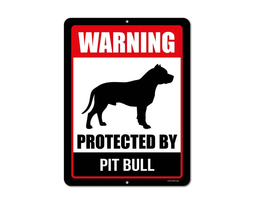 Warning Pit Bull Metal Sign