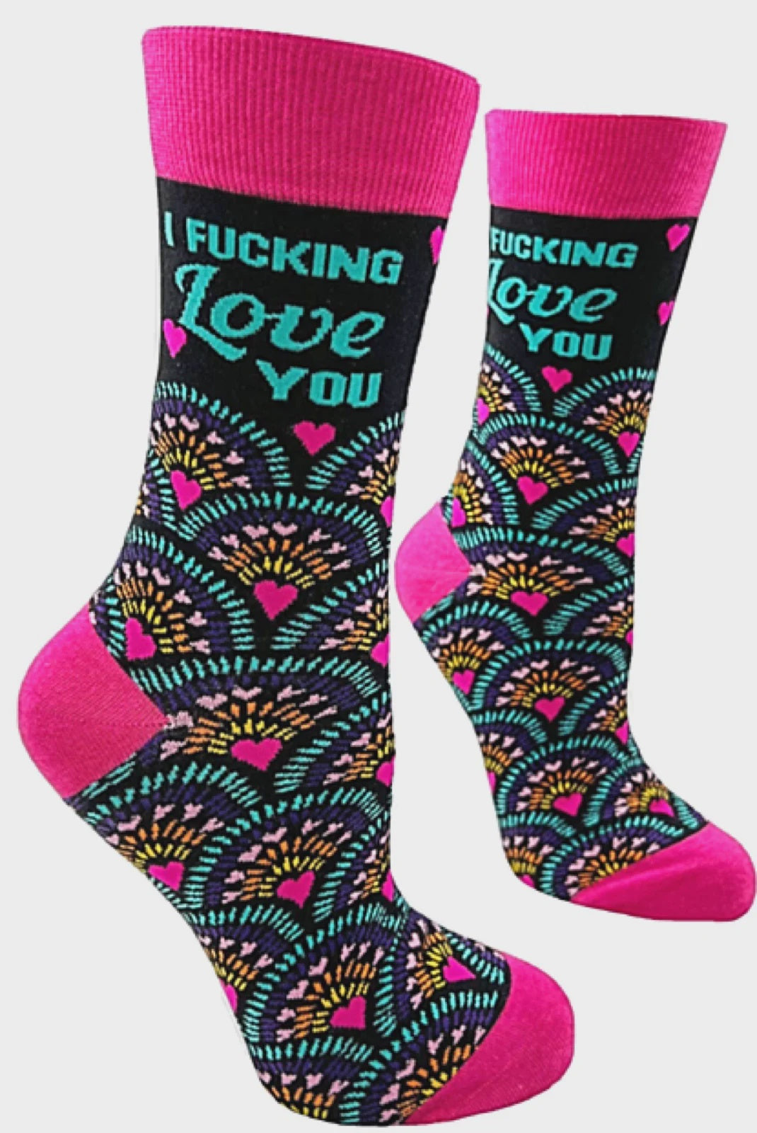 I Fucking Love You Ladies' Novelty Crew Socks