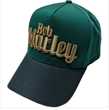 Rock Off - Bob Marley Text Logo Green Unisex Snapback Cap