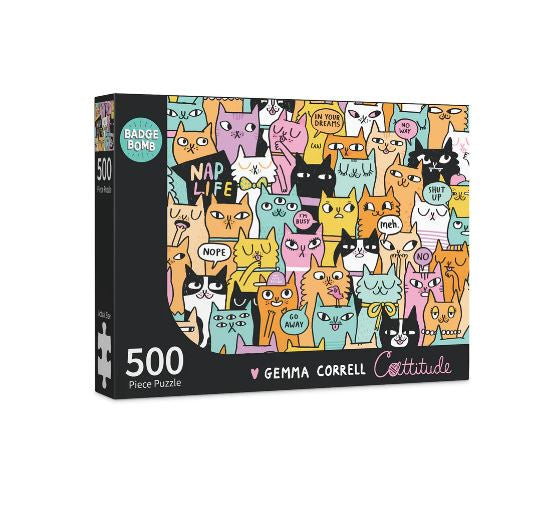 Badge Bomb - Cattitude 500 Piece Puzzle