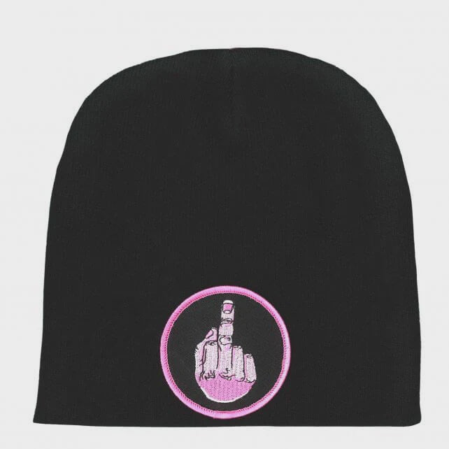 Pink Middle Finger Knit Hat